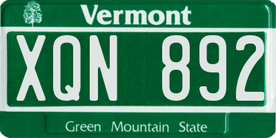 VT license plate XQN892