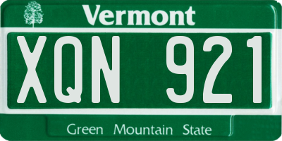 VT license plate XQN921