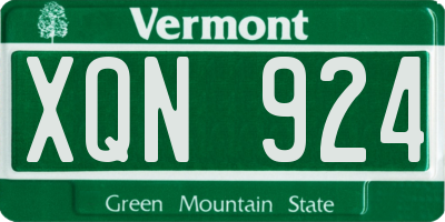 VT license plate XQN924
