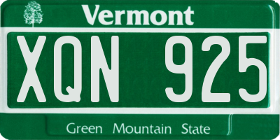 VT license plate XQN925