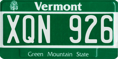VT license plate XQN926