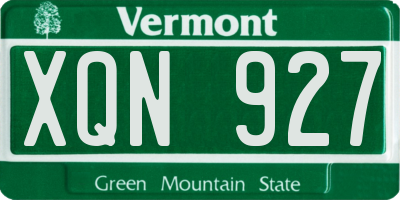 VT license plate XQN927