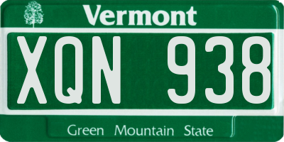 VT license plate XQN938