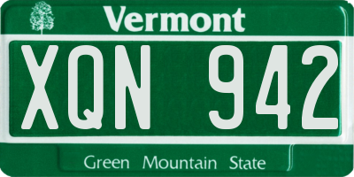 VT license plate XQN942