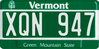 VT license plate XQN947