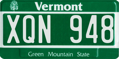 VT license plate XQN948