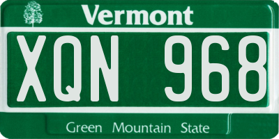 VT license plate XQN968