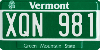 VT license plate XQN981