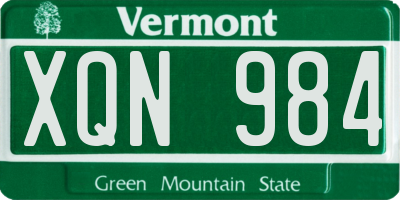 VT license plate XQN984