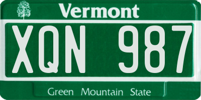 VT license plate XQN987