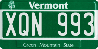 VT license plate XQN993