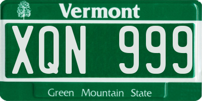 VT license plate XQN999