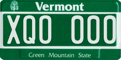 VT license plate XQO000
