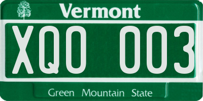 VT license plate XQO003