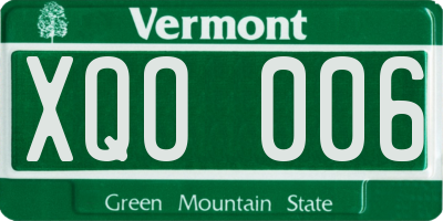 VT license plate XQO006