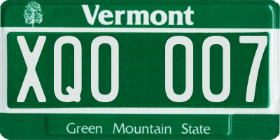 VT license plate XQO007