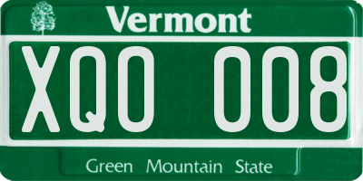 VT license plate XQO008