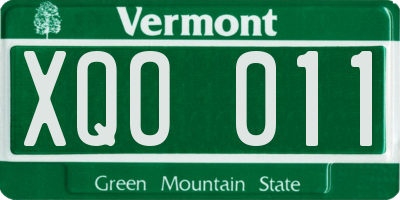 VT license plate XQO011