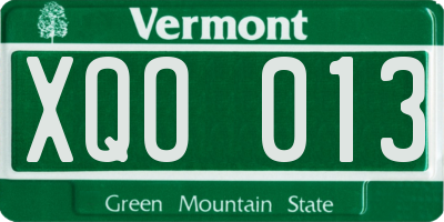VT license plate XQO013