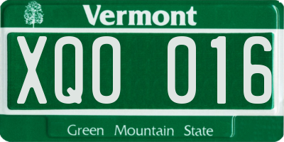 VT license plate XQO016