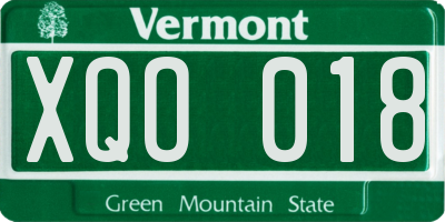 VT license plate XQO018