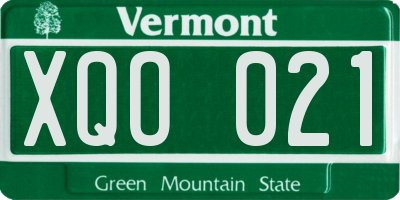 VT license plate XQO021