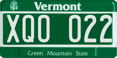 VT license plate XQO022