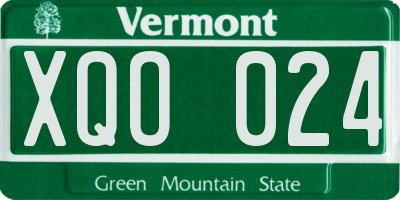 VT license plate XQO024