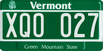 VT license plate XQO027