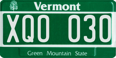 VT license plate XQO030