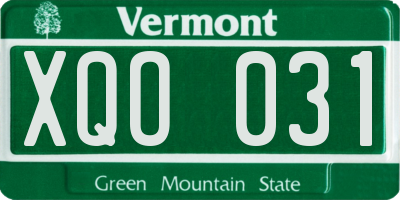 VT license plate XQO031