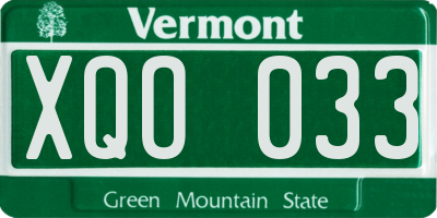 VT license plate XQO033