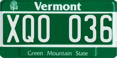 VT license plate XQO036