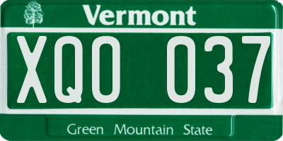 VT license plate XQO037