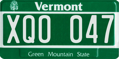 VT license plate XQO047