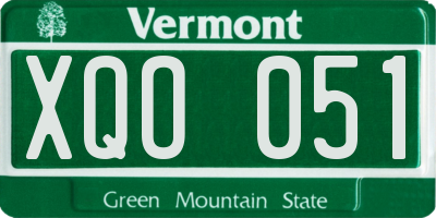 VT license plate XQO051