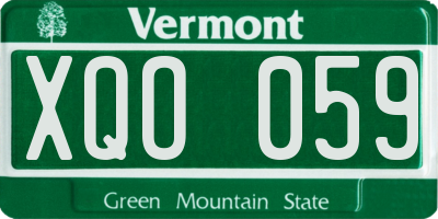 VT license plate XQO059