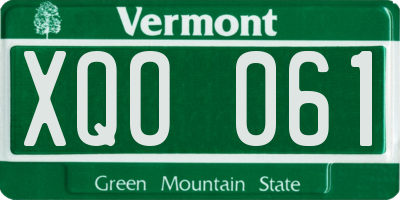 VT license plate XQO061