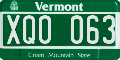VT license plate XQO063