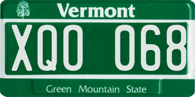 VT license plate XQO068