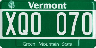 VT license plate XQO070