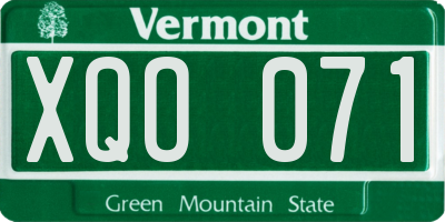 VT license plate XQO071