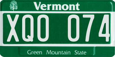 VT license plate XQO074