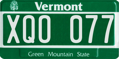 VT license plate XQO077