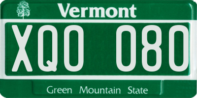 VT license plate XQO080