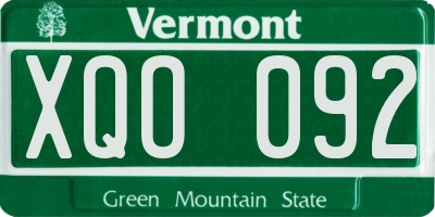 VT license plate XQO092