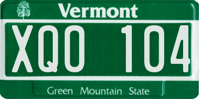 VT license plate XQO104