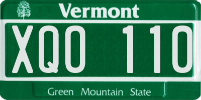VT license plate XQO110