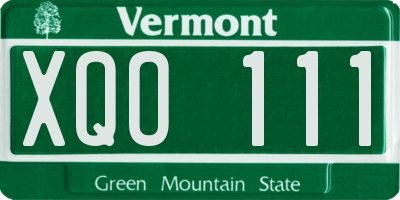 VT license plate XQO111