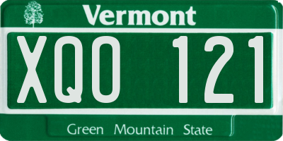 VT license plate XQO121